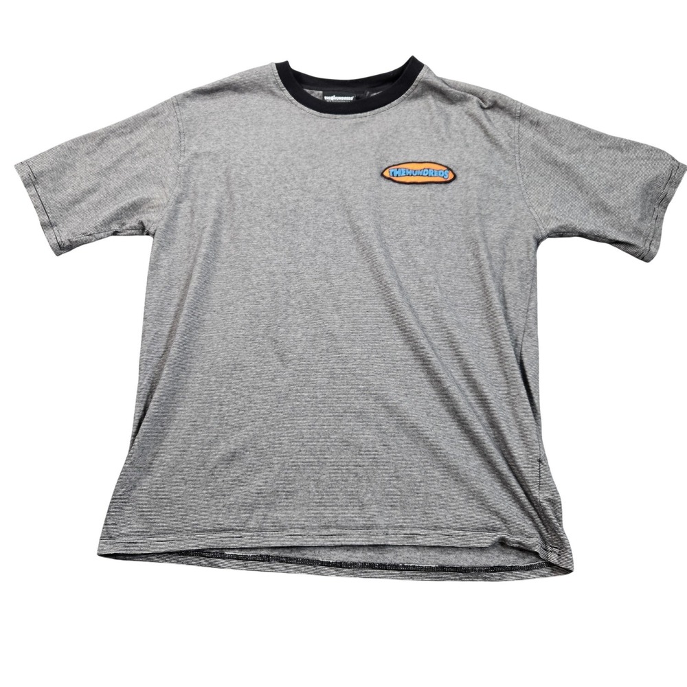 The Hundreds Shirt Mens Large Gray Micro Stripe Logo Ringer Graphic Tee Top